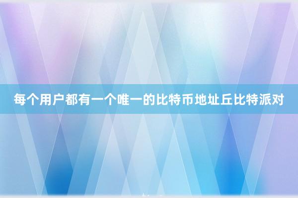 每个用户都有一个唯一的比特币地址丘比特派对