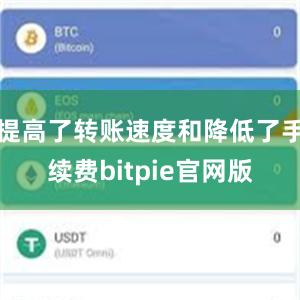 提高了转账速度和降低了手续费bitpie官网版